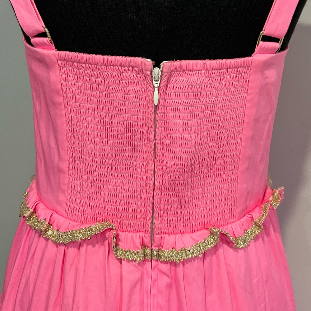 NWT Lilly Pulitzer ❤️‍🔥SAMPLE ❤️‍🔥 luxurious hot pink golden detail Dress ⭐️ - Picture 8 of 16